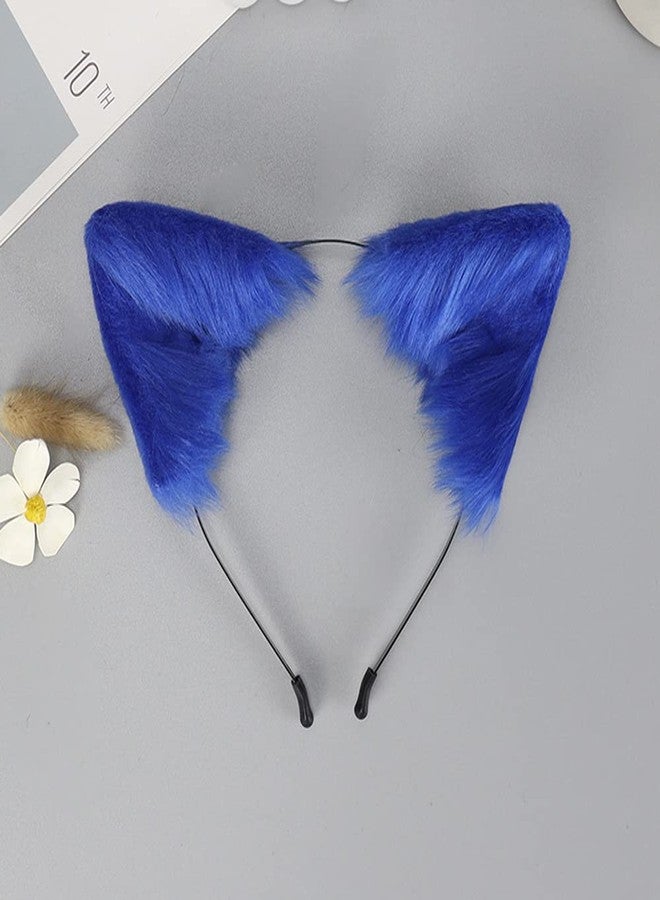 VIGVAN Fox Wolf Ears Animal Cosplay Cat Cosplay Accessories for Halloween (Blue) - Image 2